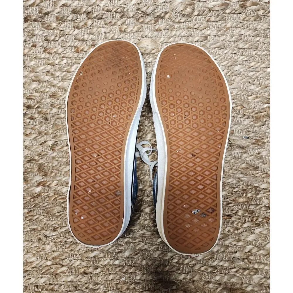 Vans Off The Wall Blue Denim Shoes Women's Size 10.5 Men 9 Sneakers Skater